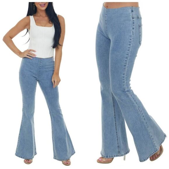 Listicle High Rise Flare Denim Jeggings Y2K Size Large - Picture 2 of 9